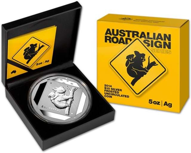 Australia 2014 5oz Silver Koala Road Sign Coin